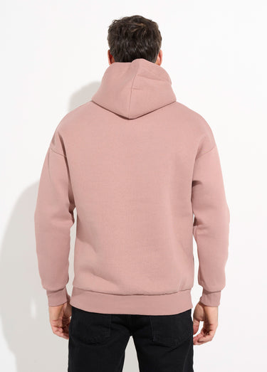Sweat shirt à capuche et poche kangourou Vieux Rose