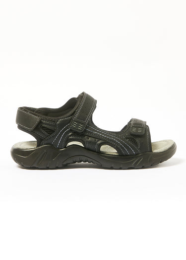 Sandales confortables cuir, 3 brides Noir