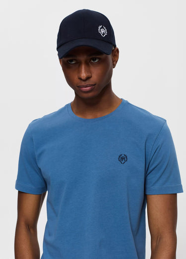 T-shirt col rond essentiel, logo poitrine Indigo