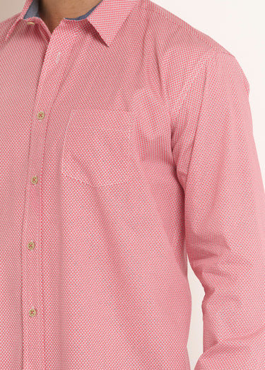 Chemise faux uni à manches longues Rouge