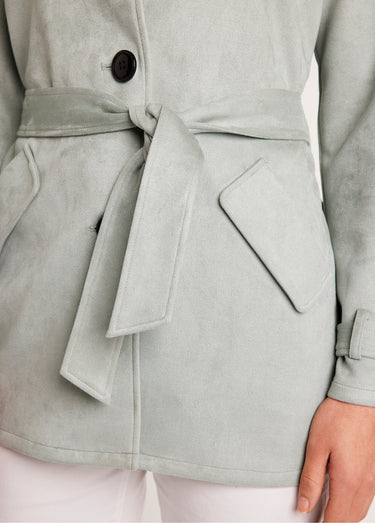 Manteau court tissu suédé Aqua