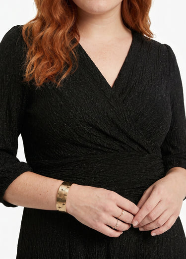 Robe courte pailletée cache-coeur Noir
