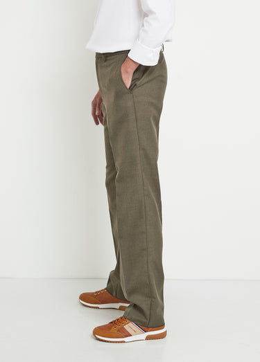 Pantalon ceinture ajustable invisible tissu sergé laine Kaki