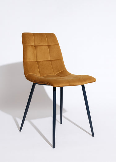 Chaise velours avec assise matelassée 1J Jaune Moutarde