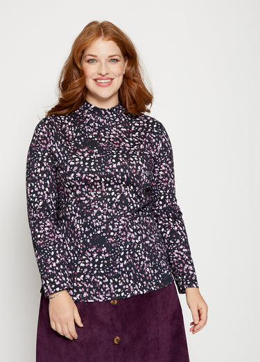 Sous-pull long souple maille douce Imprime Lilas