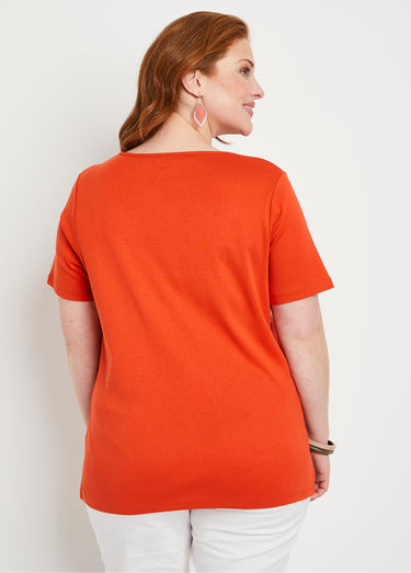 T-shirt droit long manches courtes Orange