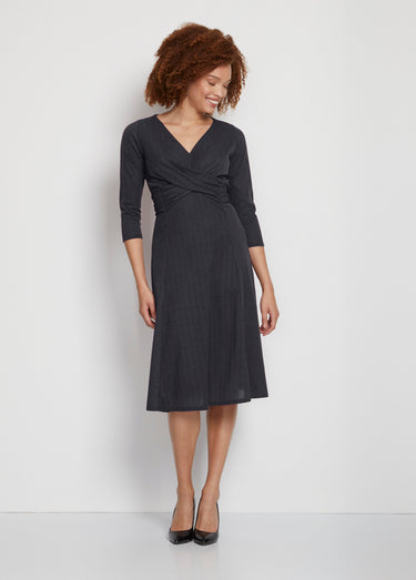 Robe courte cache-coeur en maille Noir