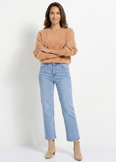 Jean droit 5 poches, spécial PETITE Denim Moyen