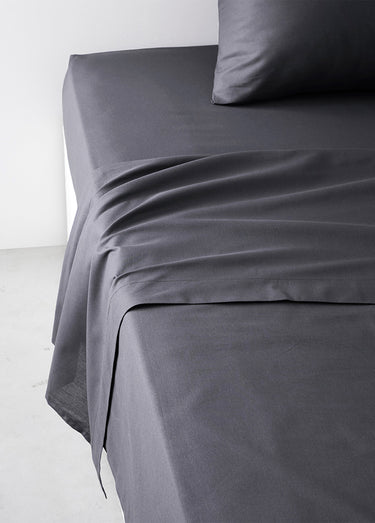 Drap plat coton uni Fusain