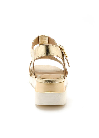 Sandales compensées cuir largeur confort Dore