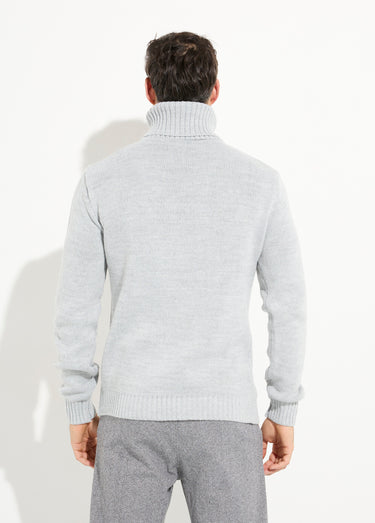 Pull irlandais col roulé chaud avec laine Gris