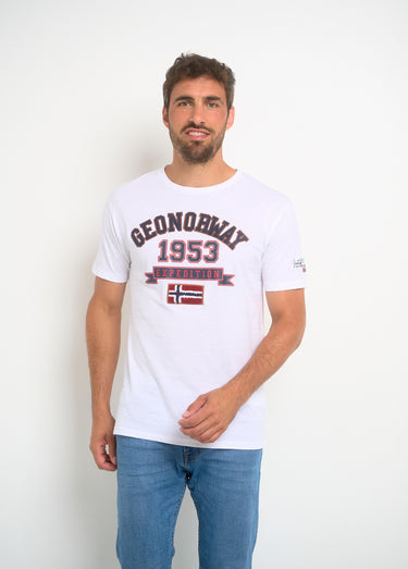T-shirt inscriptions vintage col rond Blanc