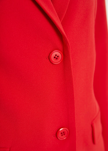 Veste blazer unie coupe droite col tailleur Rouge