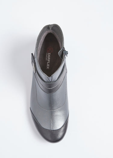 Boots zippées cuir talon décroché Gris
