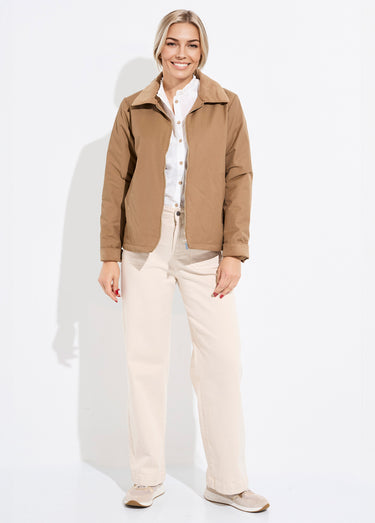 Veste déperlante zippée col velours Beige