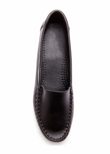 Mocassins cuir souple, grande largeur Noir