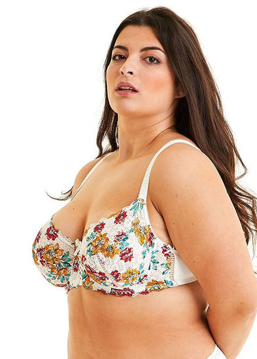 Soutien-gorge armatures, imprimé fantaisie Bleu / Rouge