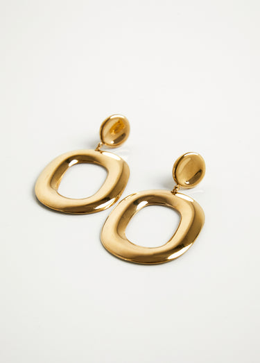 Boucles d'oreille pendant ovale évidé Dore