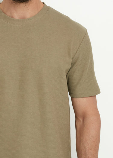 T-shirt col rond épais maille texturée Kaki