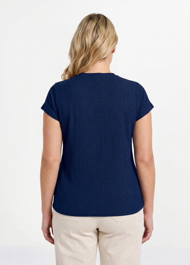 T-shirt manches courtes uni ou imprimé fleurs Uni Marine