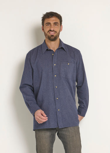Chemise unie en flanelle chaude Marine
