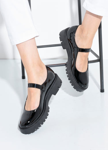 Babies vernies semelle compensée crantée Vernis Noir