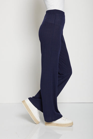 Pantalon fluide taille semi-élastiquée Marine