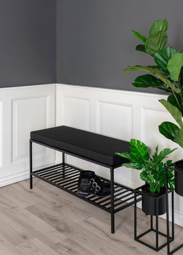 Banc d'entrée avec coussin ton sur ton Noir