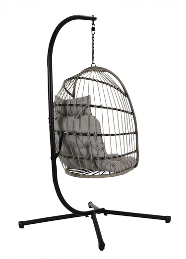 Fauteuil détente suspendu + pied acier Gris
