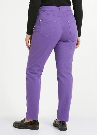 Pantalon droit 5 poches coton stretch Violet