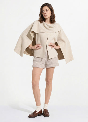 Veste bouton bijou métal et écharpe Beige