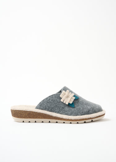 Mules feutrine largeur confort application fantaisie Gris