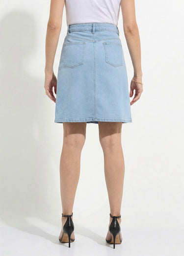 Jupe droite courte en jean 4 poches Bleached
