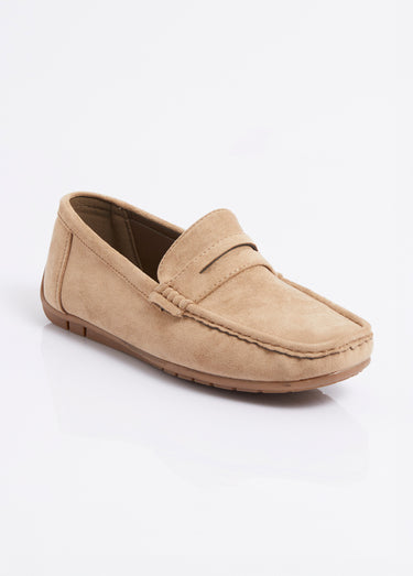 Mocassins suédine, semelle antidérapante Beige