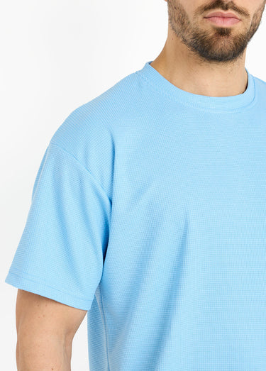 T-shirt maille texturée manches courtes Bleu Ciel