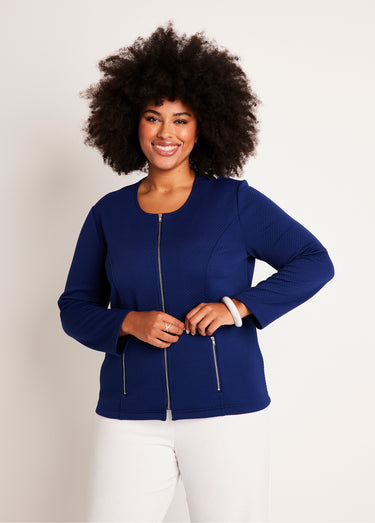 Veste cintrée sans col Marine