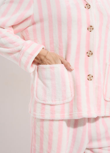Pyjama 2 pièces en polaire rayé Rose