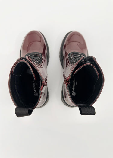 Bottines vernies style Combat boots Bordeaux