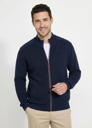 Gilet zippé col montant coton Marine