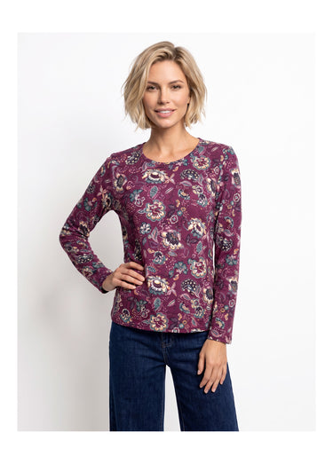 T-shirt manches longues imprimé fleuri Imprime Cassis