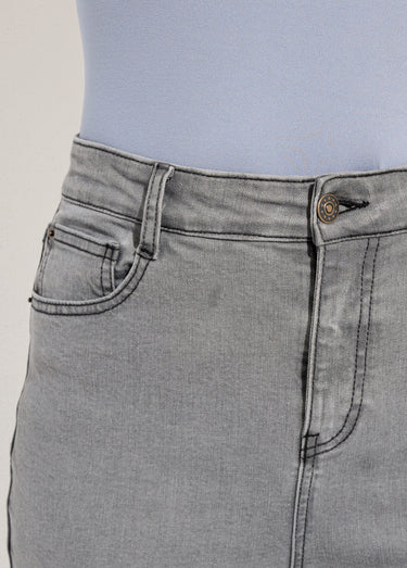 Jean taille haute coupe droite Gris