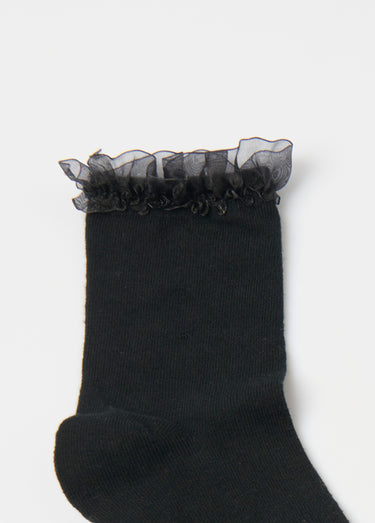 Chaussettes bord dentelle Noir