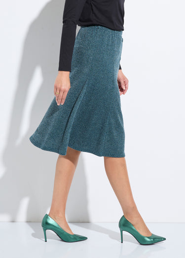 Jupe mi longue évasée maille chaude unie Vert
