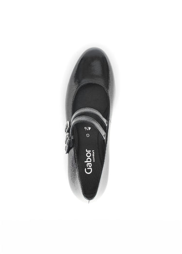 Escarpins babies en cuir 2 brides Vernis Noir