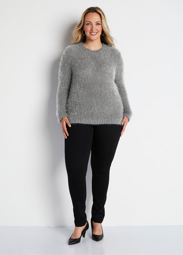 Pull maille douce effet poilu Argent