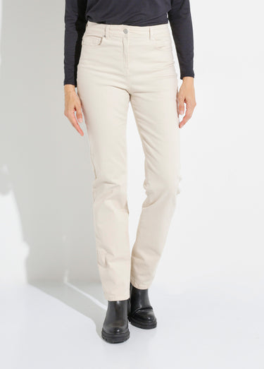 Pantalon droit 5 poches coton stretch Sable
