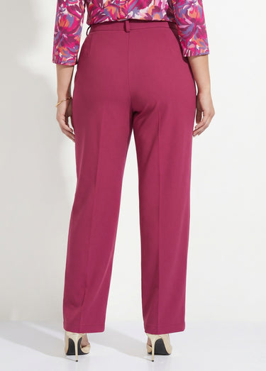 Pantalon fluide large maille stretch unie Cassis
