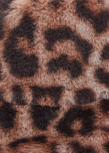 Chapeau seau bob fausse fourrure Imprime Marron