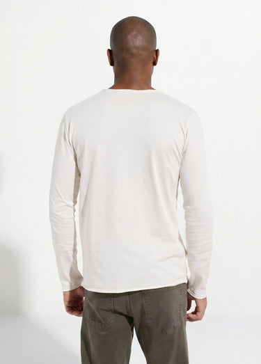 T-shirt col rond détails aspect brut Beige
