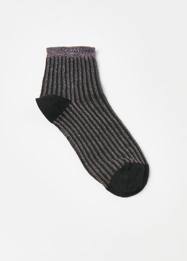 Chaussettes fil métallisé cotelées Rose